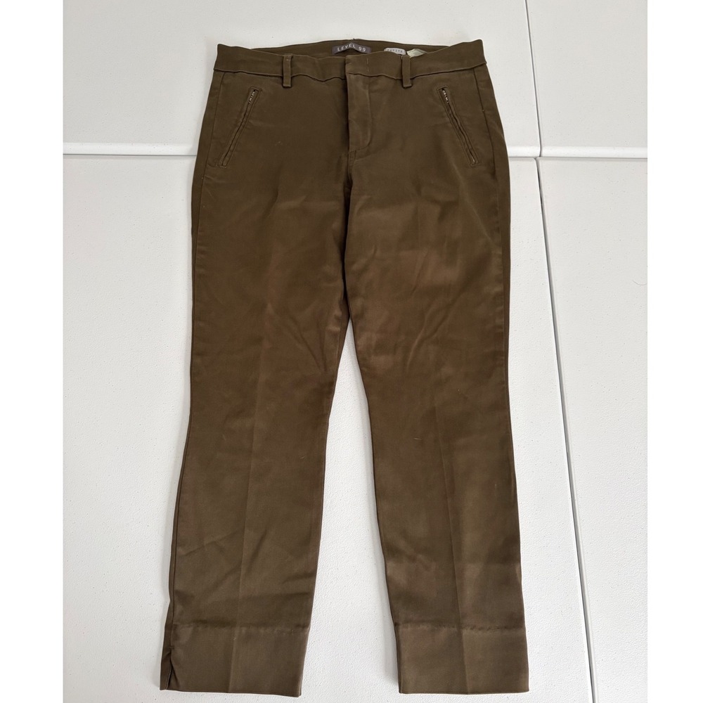 Level 99 Sequoia Brown Petite Slim Leg Zipper Pocket Trousers Pants 30P tt